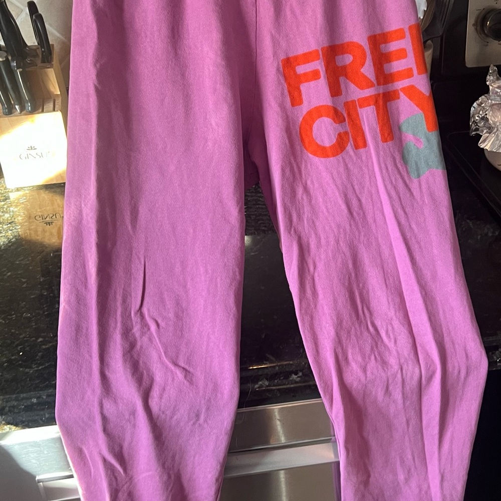freecity Kids Lavender Joggers with Orange Logo